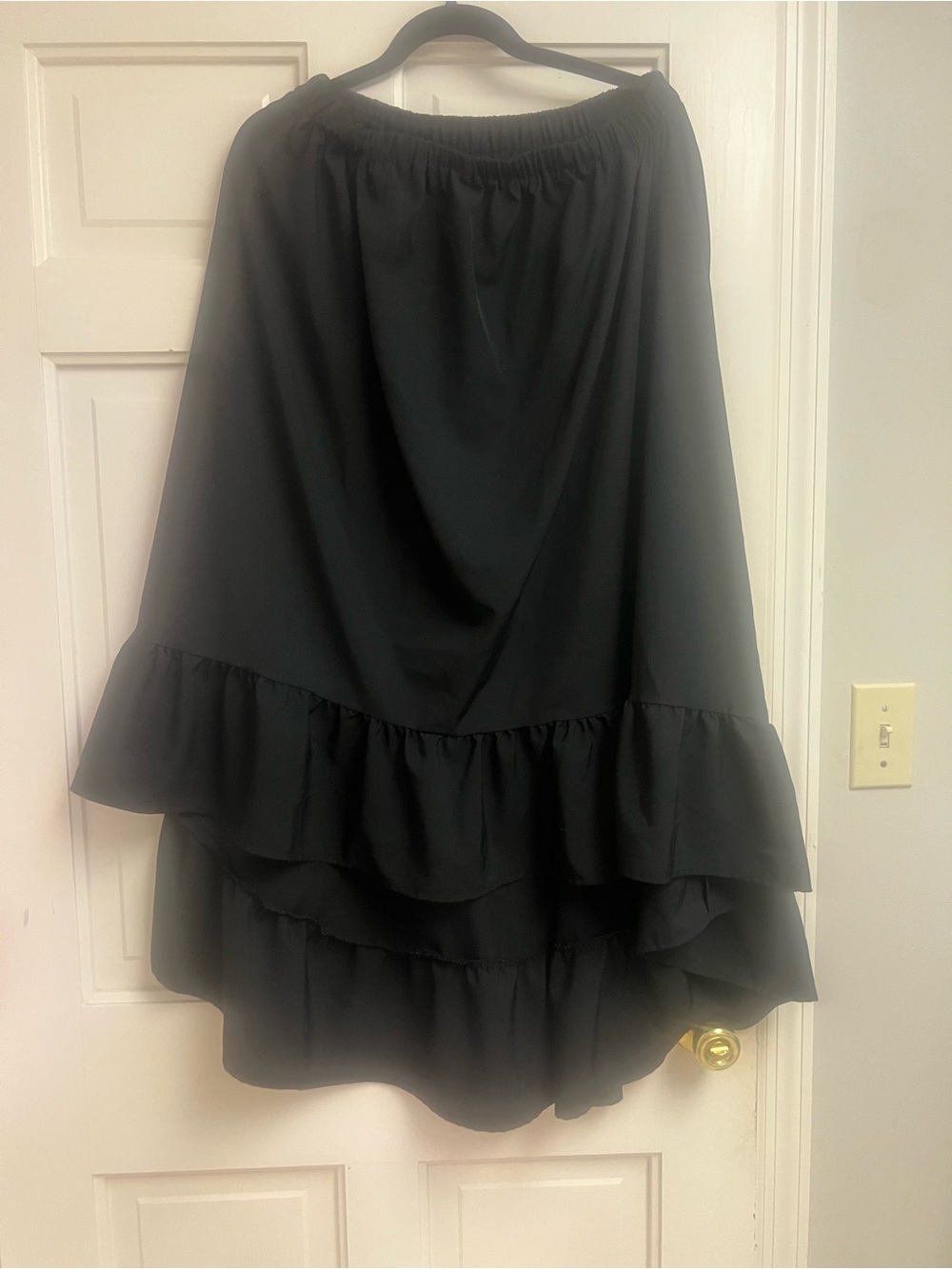 Women’s Black Ruffle  strapless dress high low Classic Elegant Style